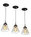 Globe Electric Jackson 1-Light Pendant 3-Pack, Antique Brass & Bronze, Black Cord, Glass Shade,65207, Bulb Not Included