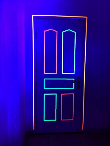 UV Blacklight Reactive (12pack) (6 Colors) 33ft per Color, Fluorescent Cloth/Neon Gaffer Tape, Super Bright for Glow Party Supplies