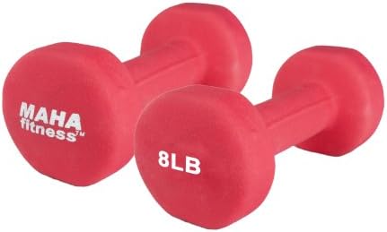 Maha Fitness Neoprene Coated Dumbbells 2 Pack (8 LB)