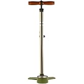 SILCA Terra Bike Floor Pump with Steel Construction, Wood Handle, 120psi | Bicycle pump, accuracy within 2%, presta and Schrader chuck, single foot base, high pressure gauge