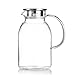 75 Ounces Large Heat Resistant Glass Beverage Pitcher with Stainless Steel Lid, Borosilicate Water Carafe with Spout and Handle, Perfect for Homemade Juice and Iced Tea