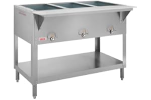 Kratos Commercial Electric Steam Table, 3 Well Stationary Hot Food Table, NSF Certified Food Warmer, 120V, 1500W (28W-110)