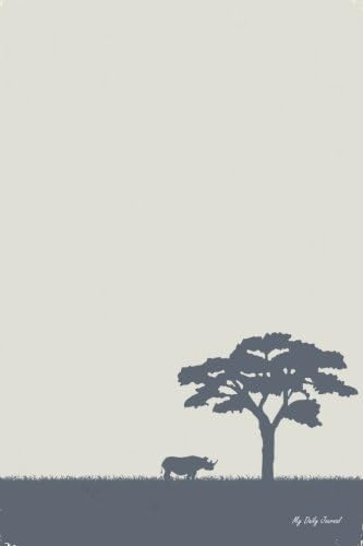 My Daily Journal: Silhouette Of Tree And Rhino, Lined Journal, 6 x 9, 200 Pages