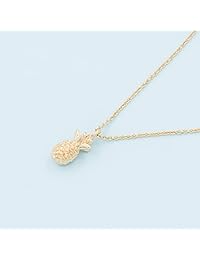 Geerier You're Pretty Sweet Pineapple Pendent Necklace Gold Tone