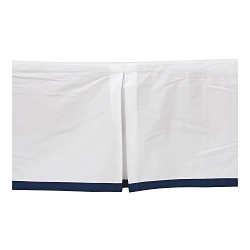 Bacati Mix and Match Crib Skirt White with Band at Bottom, Navy