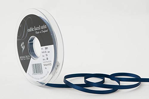 Berisfords Nastro double face in poliestere satinato, blu navy, 5 mm
