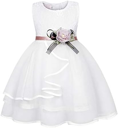 AmzBarley Girls Tutu Dress Child Kids Sleeveless/Long Sleeve Lace Tulle Flower Party Dresses Wedding Birthday Evening Pageant Christening Outfit