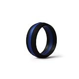 KomFortRingZ Thin Blue Line Silicone Wedding Ring Band Flexible Hypoallergenic Active Wear for on Duty or Active Life Styles Law Enforcement