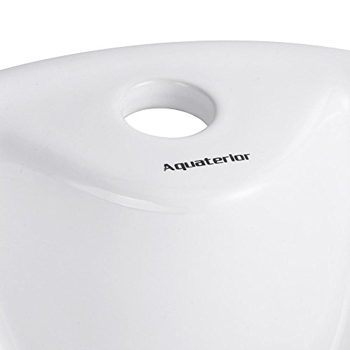 Aquaterior 16-3/8"Dia.x6-2/3"H Round White Porcelain Ceramic Bathroom Sink w/Free Chrome Drain and Overflow
