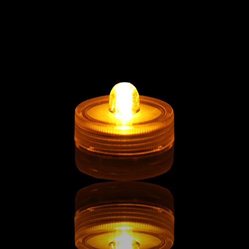 JINHEZO 100 Hours The Above Party Waterproof Wedding Underwater Battery Sub Seasonal & Festival Celebration Flameless LED Tea Light 24 Pack Yellow, 24 Pcs