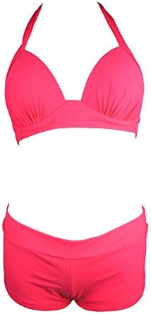 Halter 2pcs Swimsiut with Boyshort Bikini Set Bathing Suit