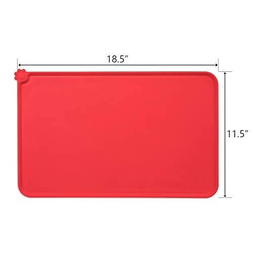 AUDWUD Silicone Waterproof Dog Cat Pet Feeding Mats,Anti-Slip Pet Bowl Mats,FDA Grade Pet Feeding Mat (M, Light red) - Thumbnail 3