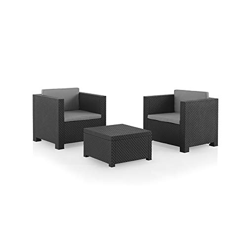 Shaf - Tête à Tête Diva | Lounge Gartenmöbel Set 2 Personen | Balkon Möbel für Terrasse oder Garten - Anthrazit