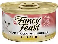 Fancy Feast Flaked Salmon & Ocean Whitefish Feast Cat Food, 3 oz, 12 Cans