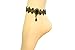 yueton Beautiful Retro Vintage Rhinestone Anklet Chain Foot Sandal Beach Wedding Yoga Dancing Jewelry Lace Ankle Bracelet (Black)