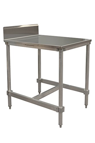 PVIFS AIFT303424-STBS Stainless Steel Top I-Frame Work Table with 6" Back Splash, 24" Length x 30" Width x 34" Height