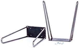 2 x Combo Hairpin table legs, 2-Rod, 16" height x 1/2" diameter (black, raw steel), set of 2, ships free