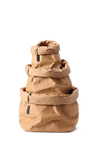 Rownyeon Cosmetic Organizer Makeup Brush Cup Holder Travel Portable Kraft Paper Bags, Pencil Pen Case for Desk Reusable Washable Stationery Bag - Thumbnail 4