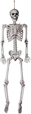 Tensay Halloween Party Decoration Posable Full Size Human Skull Skeleton Anatomical Scary Decoration for Home Garden Bar