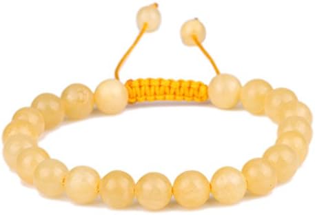 banshren 8mm Healing Stone Handmade Adjustable Round Yellow Jade Reiki Bead Beaded Bracelet