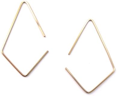 Diamond Shaped Hoop Earrings, Apex Wired Hoop Style Earrings, Handmade, 14k Gold-filled, lightweight, modern and versatile