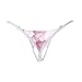 Open Crotch G String Panties for Women Sheer Lace Thong Embroidery Intimates Rhinestone Pendants Brief Sexy Underwear
