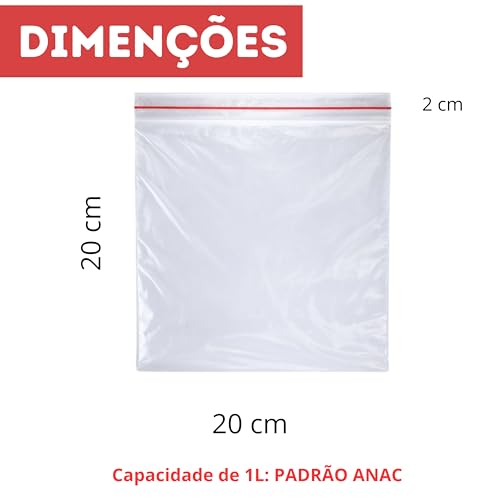 Saquinho Zip Lock Transparente 20x20cm 1L Padrão ANAC para Voos Internacionais Bagagem de Mão (10)