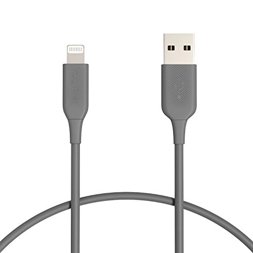 Cable de Lightning a USB de Amazon Basics - Cargador de iPhone de Apple con certificación MFi, gris, actualización de 1 pie (durabilidad nominal de 4000 curvas)
