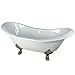 Kingston Brass Aqua Eden VCT7D7231NC8 Cast Iron Double Slipper Clawfoot Bathtub with Brushed Nickel Feet and 7-Inch Centers Faucet-Drillings, 72-Inch, White