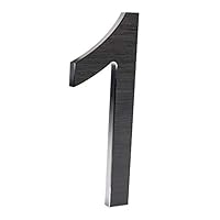 8 Inch Modern House Numbers- Premium Aluminum Floating Home Address Number with Elegant & Sophisticated Brushed Finish, Black, Number 1