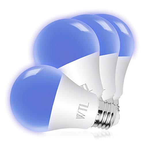 WTL A19 Blue Light Bulb 4 Pack, 60W Equivalent (9W), E26 Base Led Bulb