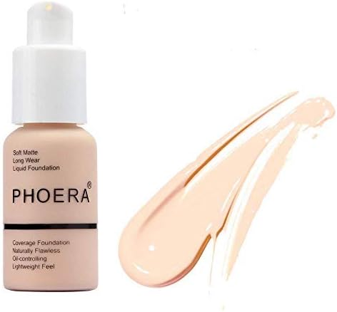 Matte Oil Control Concealer Foundation Cream,PHOERA New 30ml Long Lasting Waterproof Matte Liquid Foundation (103 Warm peach)