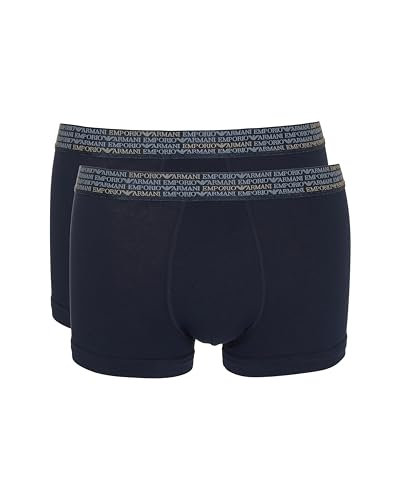 Emporio Armani Allover Logo Elastic 2-Pack Trunk Bermuda, Blu, S Uomo