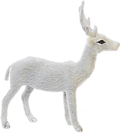 KSA Frosted Kingdom Plush White Standing Deer Christmas Table Top Figurines 6''