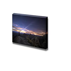 Beautiful Scenery Landscape Lighting Up The Night Over Bardenas Spain - Canvas Art Wall Art - 12" x 18"