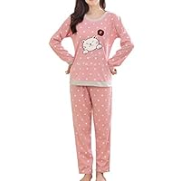 Vopmocld Big Girls Long Sleeve Sleepwears Cute Sleepy Cat Polka Dots Pajamas Loungewears, Pink, L(14)=US 11-13 Years