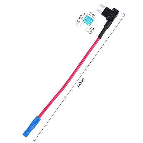 MUYI Add a Fuse 5 Pack Auto Circuit Fuses Tap Adapter for Mini Blade Fuse 14 Gauge Wire 15Amp