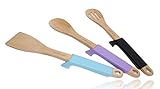 Wooden Spoon Rest 3 Set Heat Resistant Silicone Handles Light Weight Durable Rests On Your Counter - By Depot Globe
