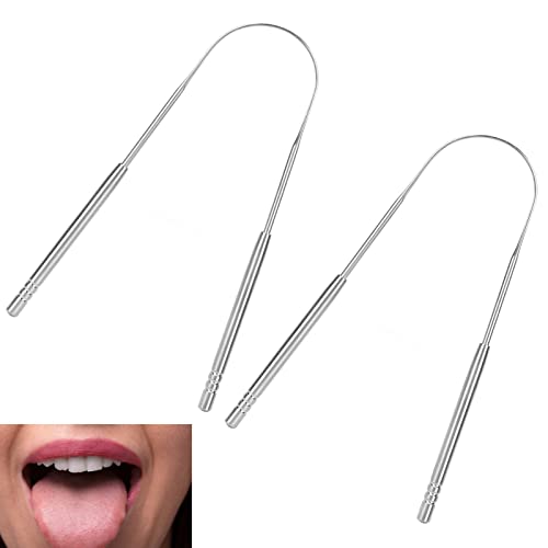 Raspador de Lengua Acero Inoxidable (2 Unidades), Elimina Mal Aliento para Higiene Bucal | 2 Unidades Limpiador de Lengua, Raspador de Lengua Acero Inoxidable para Reduce el Mal Aliento y Higiene Bucal