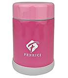 Thermos for Kids By Fenrici, 10 oz, No Plastic Contact With Hot Food, Hot or Cold Food Lunch Container For Kids, BPA-Free, Double-Wall, Durable Stainless Steel Vacuum Insulated Food Jar, Pink