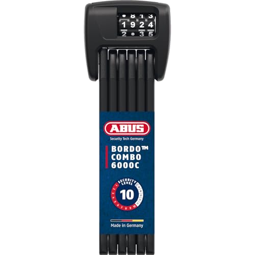 ABUS Faltschloss Bordo 6000C mit SH-Schlosshalter - Zahlenschloss aus gehärtetem Stahl - mit 4-stelligem Code - ABUS-Sicherheitslevel 10 - Länge 90 cm