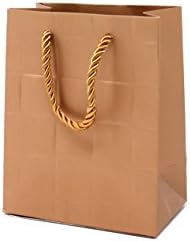 Singular Metallizing Paper Square Embossed Vertical Paper, Shopping, Retail Bag With Rope Handle, 4.7" L x 5.9'' W x 2.7" H, Rose Gold, Set of 12