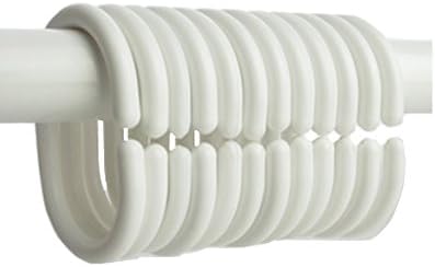 12 Pcs Plastic White Shower Curtain Ring Hook Hanger Liner Drape Loop Clasp Clip Glide C -Type Bath Bathroom Super-Deals-Shop
