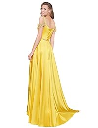 Vestido largo de satén con cuentas y hombros descubiertos para fiesta de noche, Z07