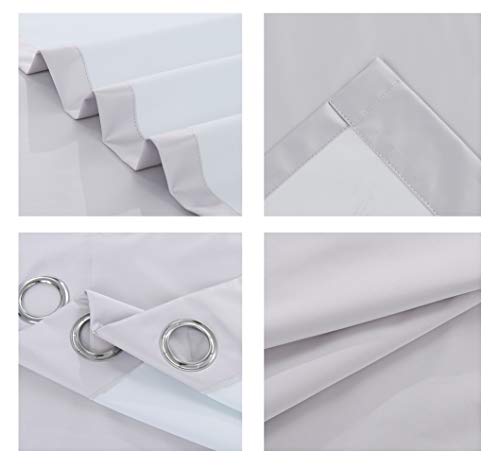 Coastline Ultra Soft Satin Sliver Grey Eyelet Curtain Window Treatment Drapes 2 panels for Bedroom, Livingroom, Kids Nursery Room W46 x L54 inch