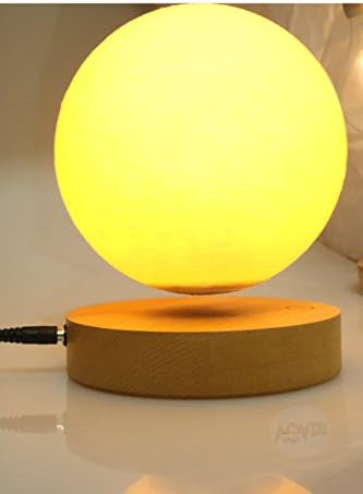 VGAzer Levitating Moon Lamp,Floating and Spinning in Air Freely With Wooden Base and 3D Printing LED Moon Light,for Unique Gifts,Room Decor,Night Light,Office Desk Tech Toys(Gradient yellow and white)