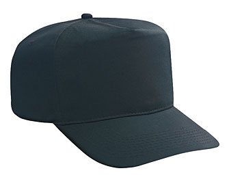 Professional Style 65% Polyester 35% Cotton Twill High Crown Golf Style Adjustable Hat Cap - Black