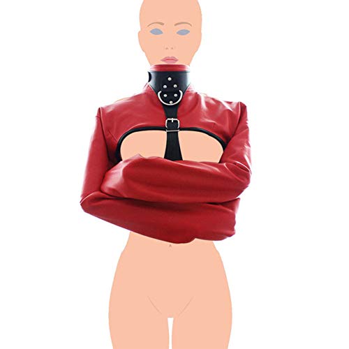 PU Leather straitjacket Female Straight Jacket Women’s Bondage Restraint Fetish Cosplay Sex Toy BDSM Adult Game for Couple,Red