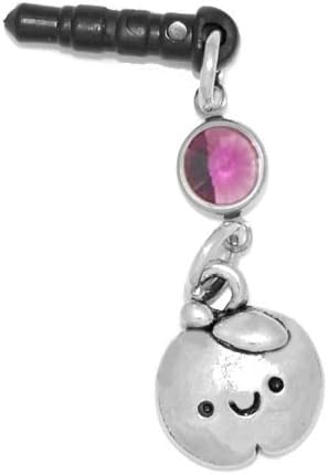 Clayvision Happy Apple Teacher Phone Charm with an Amethyst Colored Swarovski Crystal February