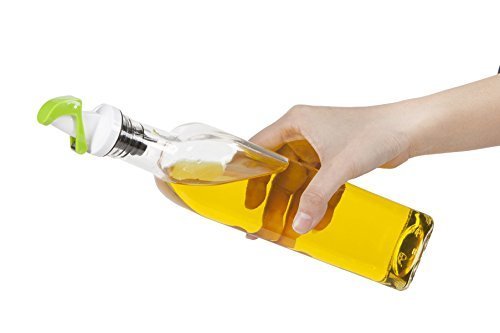 Ellora Farms | Apollo Glass Cruet Set | FREE Steel Caddy | Magnetized self closing Spout, Gravity dispenser | Suitable for Oils, Vinegar, Salad Dressing, Wines, Syrup | Large 17 Oz. Bottles | 3 PC Set - Thumbnail 5